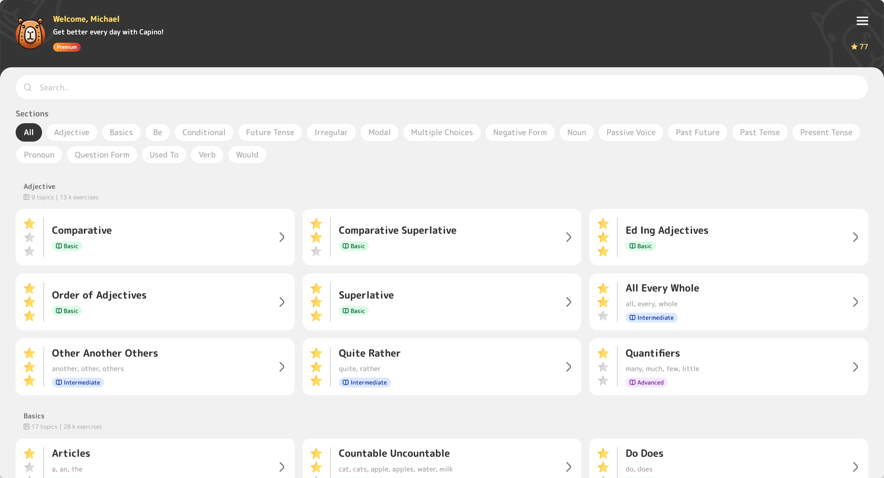 Capino App Interface